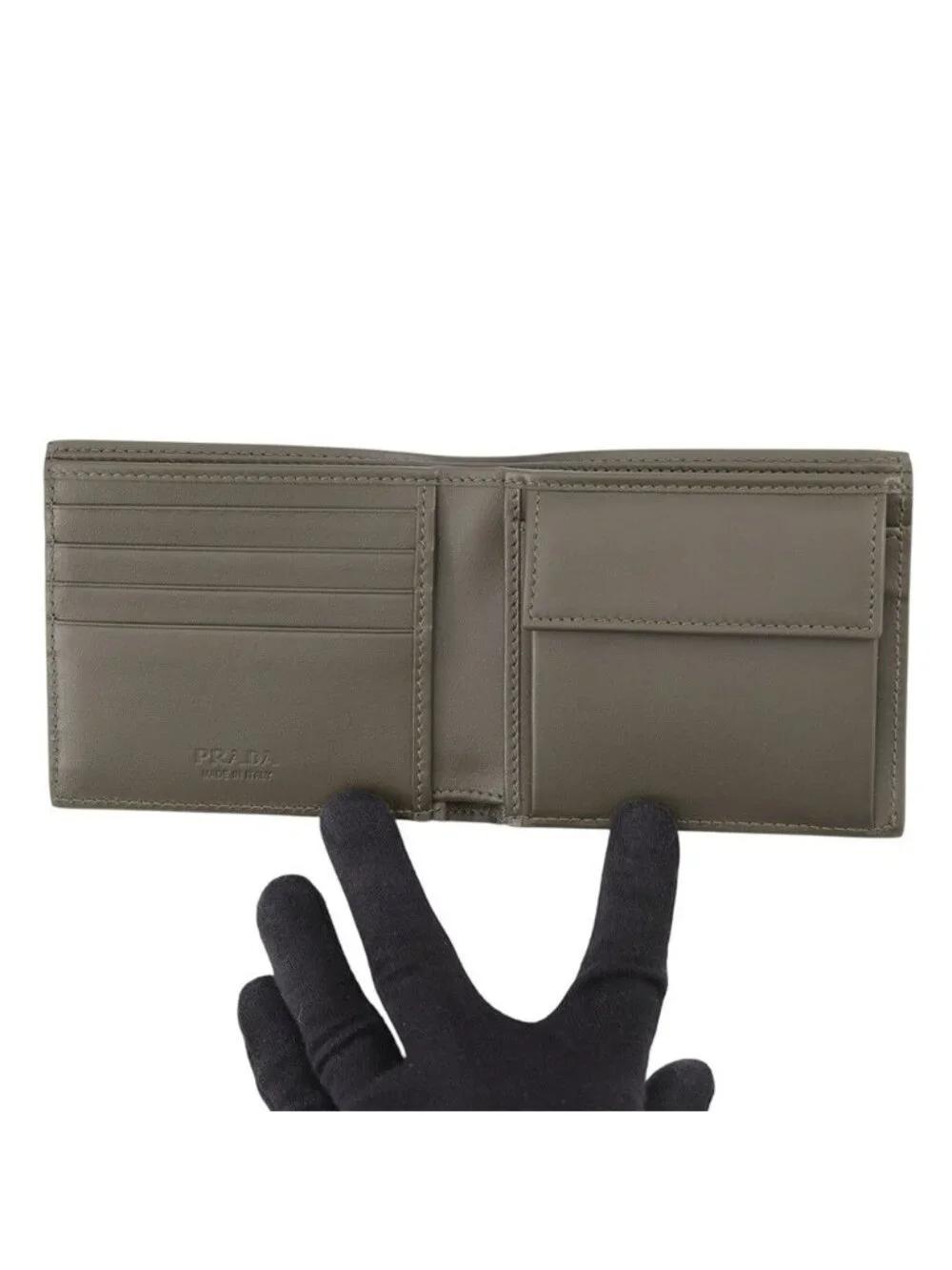 Prada Bifold Wallet Leather Triangle Logo